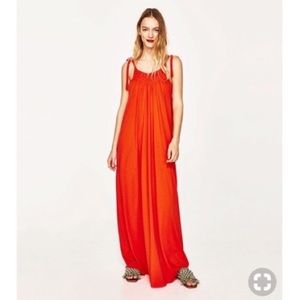 ZARA orange maxi dress.